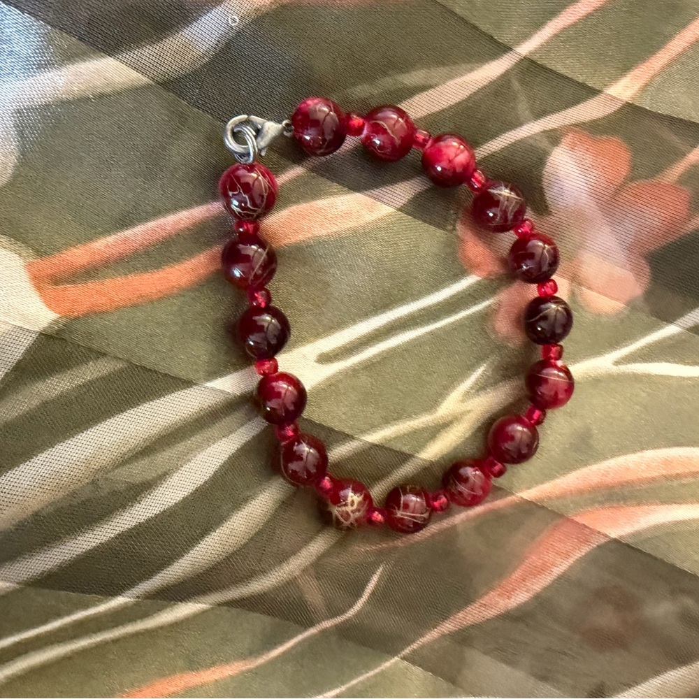 Elegant Red Beaded Bracelet